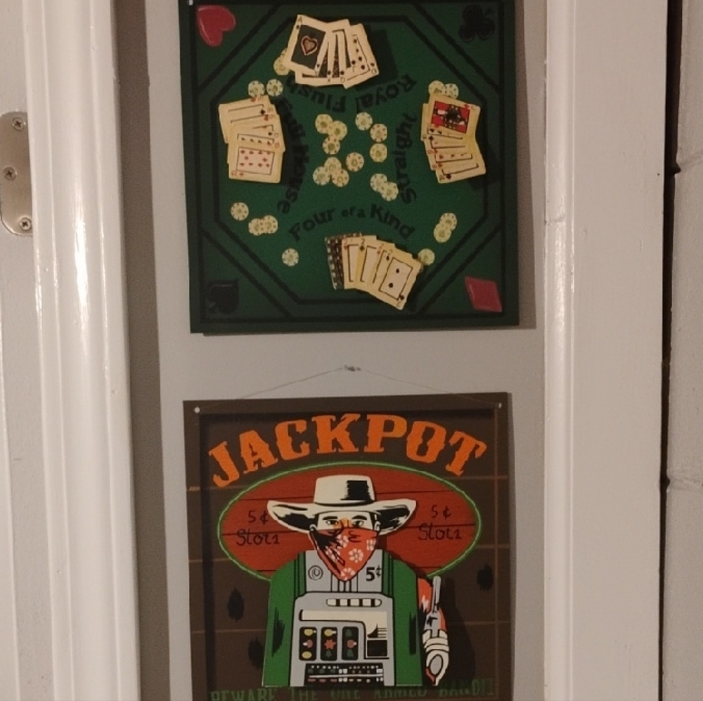 Casino-Themed Metal Wall Art Duo